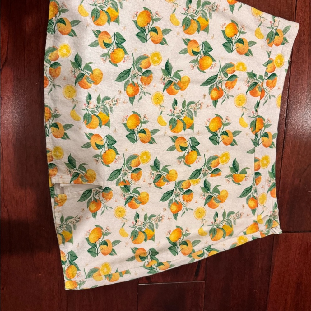 Blue Rain Citrus Print Mini Skirt - White and Orange